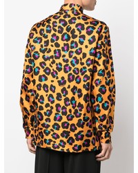 Versace Daisy Leopard Print Silk Shirt