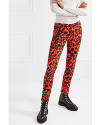 R13 Kate Leopard Print Low Rise Skinny Jeans