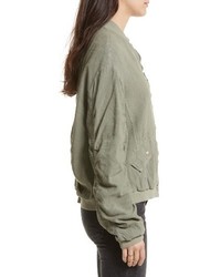 Free People Ruched Linen Bomber Jacket