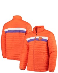 G-III SPORTS BY CARL BANKS Orange Clemson Tigers Yard Line Quilted Full Zip Jacket