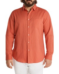 Johnny Bigg Anders Relaxed Fit Button Up Linen Cotton Shirt In Peach At Nordstrom