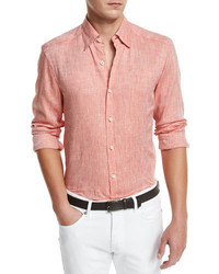 Zegna short-sleeve linen shirt - Pink
