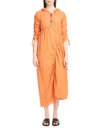 Orange Linen Midi Dress