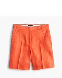Orange Linen Shorts