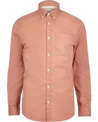 River Island Light Orange Twill Button Down Shirt