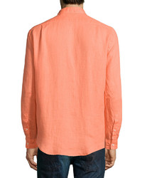 Lacoste Linen Long Sleeve Shirt Papaya Orange