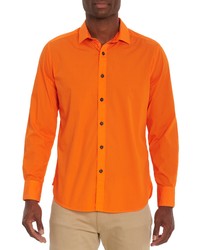 Robert Graham Seaworthy Stretch Solid Button Up Shirt In Orange At Nordstrom