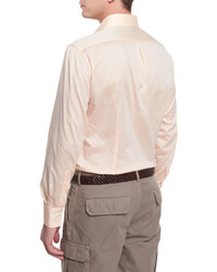 Brunello Cucinelli Solid Slim Fit Long Sleeve Sport Shirt Orange