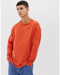 New Look Long Sleeve Cuff T Shirt In Orange