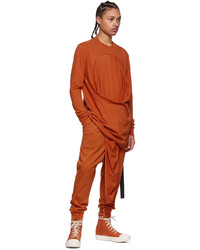 Rick Owens DRKSHDW Orange Cotton Long Sleeve T Shirt
