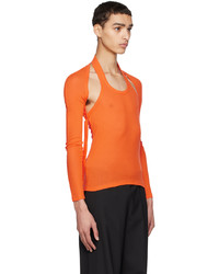 Dion Lee Orange Modular Halter Long Sleeve T Shirt