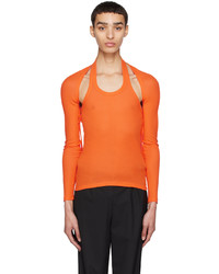 Dion Lee Orange Modular Halter Long Sleeve T Shirt