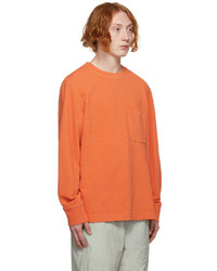 Helmut Lang Orange Waffle Knit Long Sleeve T Shirt
