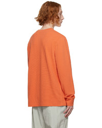 Helmut Lang Orange Waffle Knit Long Sleeve T Shirt