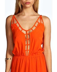 Boohoo Sandy Woven Caged Front Maxi Dress