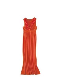 Merona V Neck Ruffle Maxi Dress Luau Orange Xl