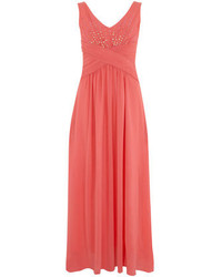 Alice & You Peach Ruched Waist Maxi Dress