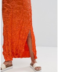 Warehouse Premium Crinkle Fabric Twist Back Maxi Dress