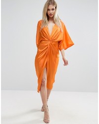 Asos Kimono Twist Front Midi Dress