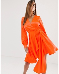 ASOS DESIGN Mini Dress In Satin With Flippy Skirt