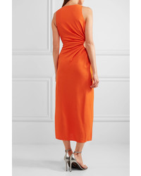Thierry Mugler Mugler Cutout Crepe Midi Dress Orange