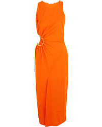 Thierry Mugler Mugler Cutout Crepe Midi Dress Orange