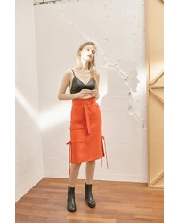 High Waist Midi Skirt Orange