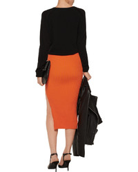 Opening Ceremony Ribbed Stretch Knit Midi Pencil Skirt