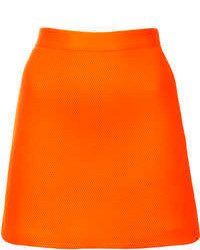 Topshop Fluro Orange Airtex Foam Mini Skirt With Zip Fastening At The Back 100% Polyester Machine Washable