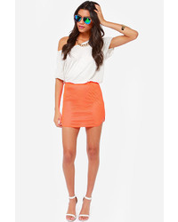 Lush Natalie Mesh Neon Orange Mini Skirt