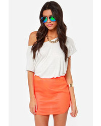 Lush Natalie Mesh Neon Orange Mini Skirt