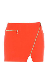 River Island Orange Asymmetric Zip Mini Skirt