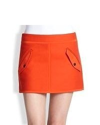Rag & Bone Stretch Silk Trimmed Paneled Felt Skirt Orange