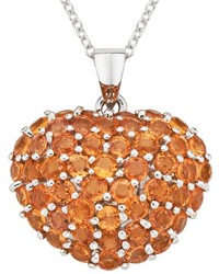 Ice.com 6 18 Carat Orange Sapphire Sterling Silver Pendant W Chain