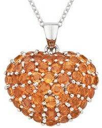 Ice.com 6 18 Carat Orange Sapphire Sterling Silver Pendant W Chain