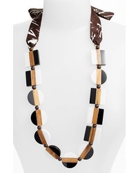 Tory Burch Colorblock Bead Ribbon Necklace