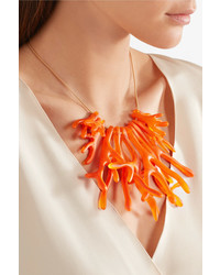 Dinosaur Designs Coral Fan Resin Necklace Orange