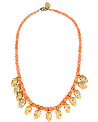 Mawi Coral Skull Bead Strand Necklace