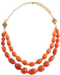Barse Fine Jewelry Art Smith By Red Orange Gemstone Double Strand Necklace