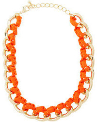 Fragments for Neiman Marcus Fragts Threaded Curb Chain Golden Necklace Orange Neon