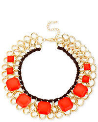 Kate Spade Haskell Gold Tone Faceted Orange Bead Statet Collar Necklace