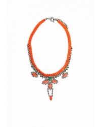 Missguided Muriel Braided Bead Detail Necklace Neon Orange