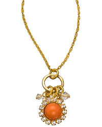 Liz Palacios Orange Caboche And Swarovski Crystal Charm Necklace