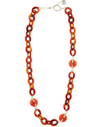 Diana Broussard Orange Tortoiseshell Ball Chain Necklace
