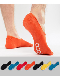 ASOS DESIGN Invisible Liner Socks In Retro Colours With Branded Soles 7 Pack