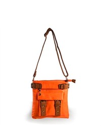TheDapperTie Orange Super Soft Leather Like Crossbody Handbag H 5528