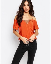 First I Cold Shoulder Lace Up Top