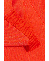 Victoria Beckham Off The Shoulder Stretch Knit Top Bright Orange