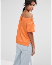 Asos Off The Shoulder Top In Cotton