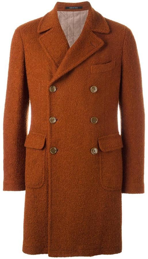 Tagliatore Textured Double Breasted Coat, $437 | farfetch.com | Lookastic